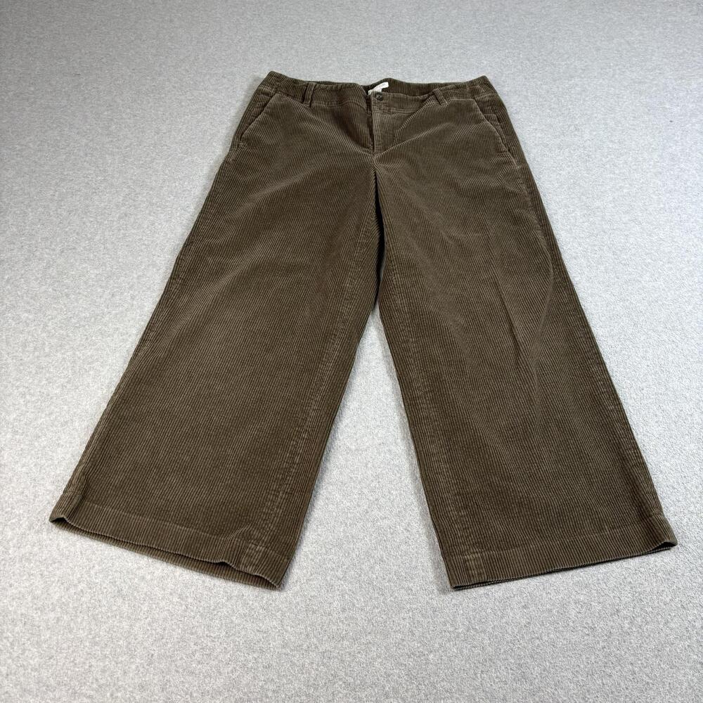 J Jill Pants Women 12 Brown Corduroy Wide Leg Crop Ankle Relaxed Heritage Classi